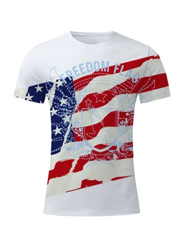 Мужская футболка с круглым вырезом и патриотическим принтом в виде звезд и полос - повседневная футболка свободного кроя с коротким рукавом и рисунком американского флага для