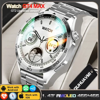 Новые Часы GT4 Max NFC Смарт-часы Мужские AMOLED 466*466 HD Экран Часы 4 Спортивный Трекер IP68 Водонепроницаемый Bluetooth Вызов SmartWatch